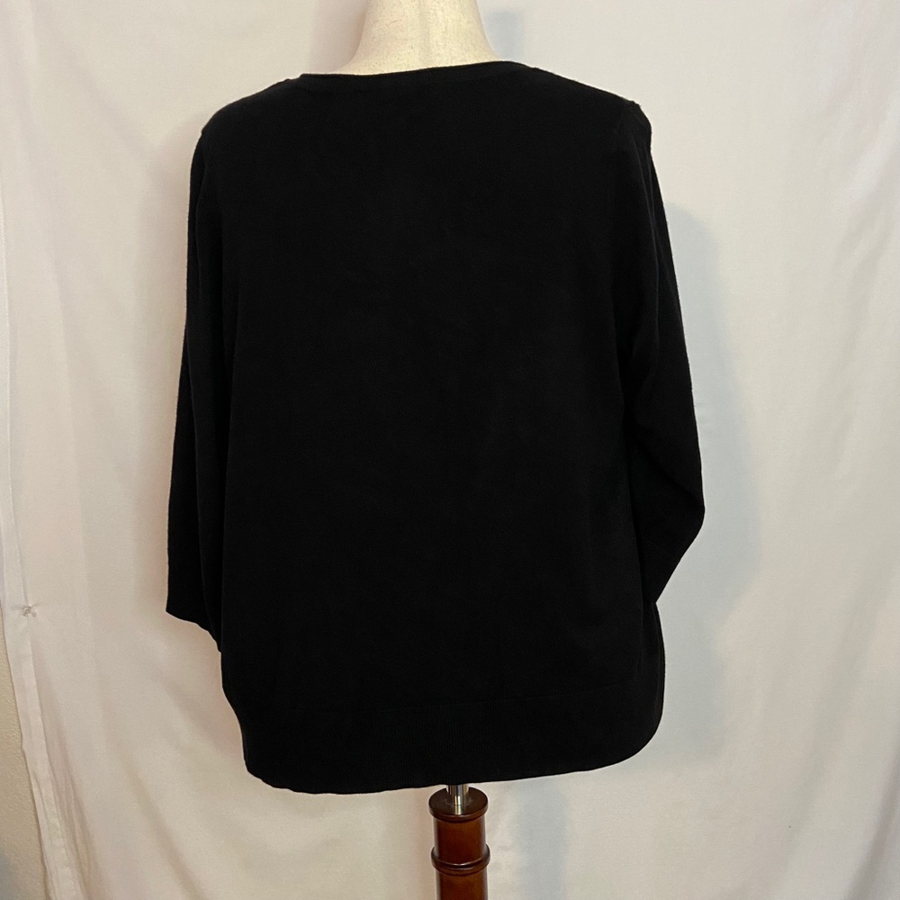 Sejour Black 3/4 Sleeve Cardigan Sweater Plus Size 2X - Picture 5 of 8